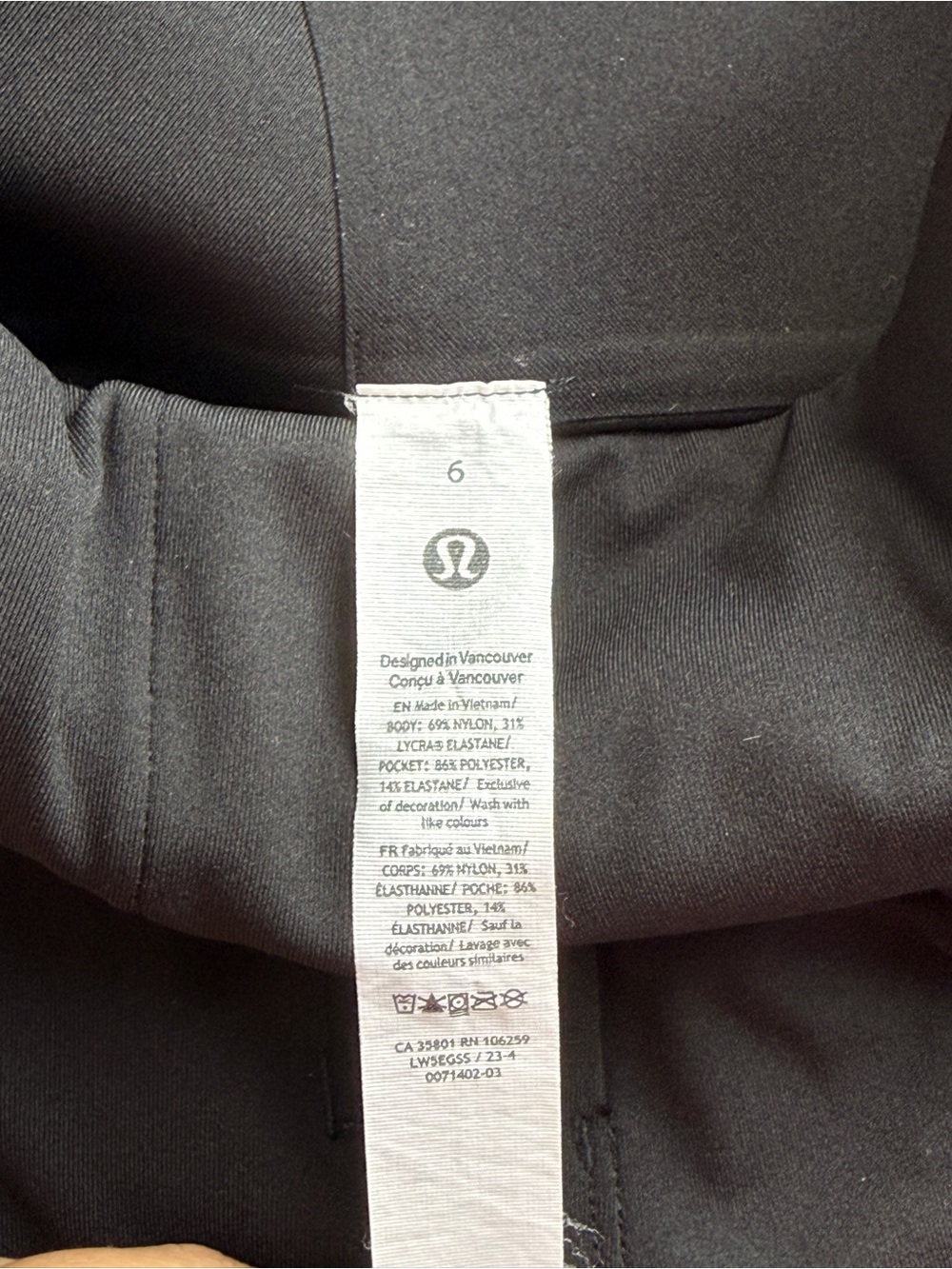 Lululemon Black Straight Leg Pants High Rise Stretch Work Travel Size 6 - Picture 7 of 9